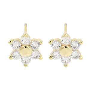 18k Gold Plated Cubic Zirconia Flower Stud Earrings